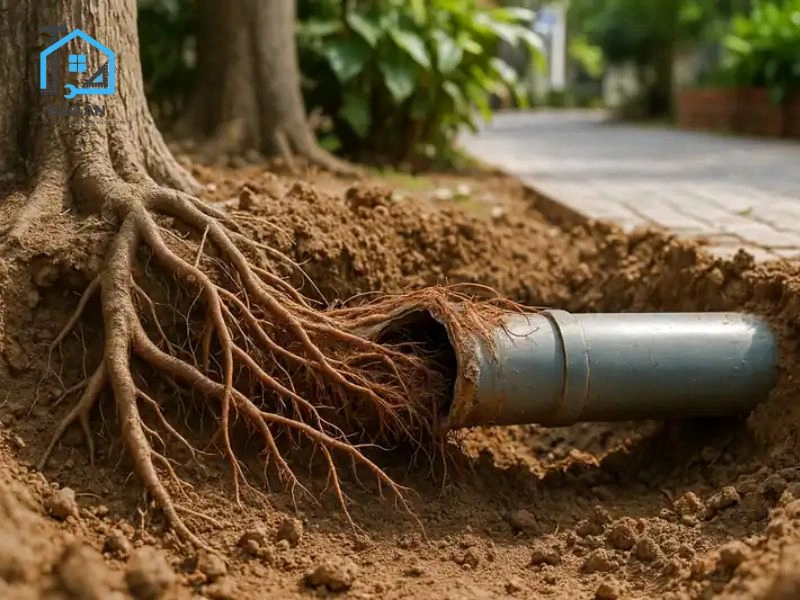 Rễ cây mọc xuyên qua các mối nối